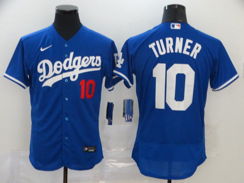 Men Los Angeles Dodgers 10 Turner Blue Nike Elite MLB Jerseys